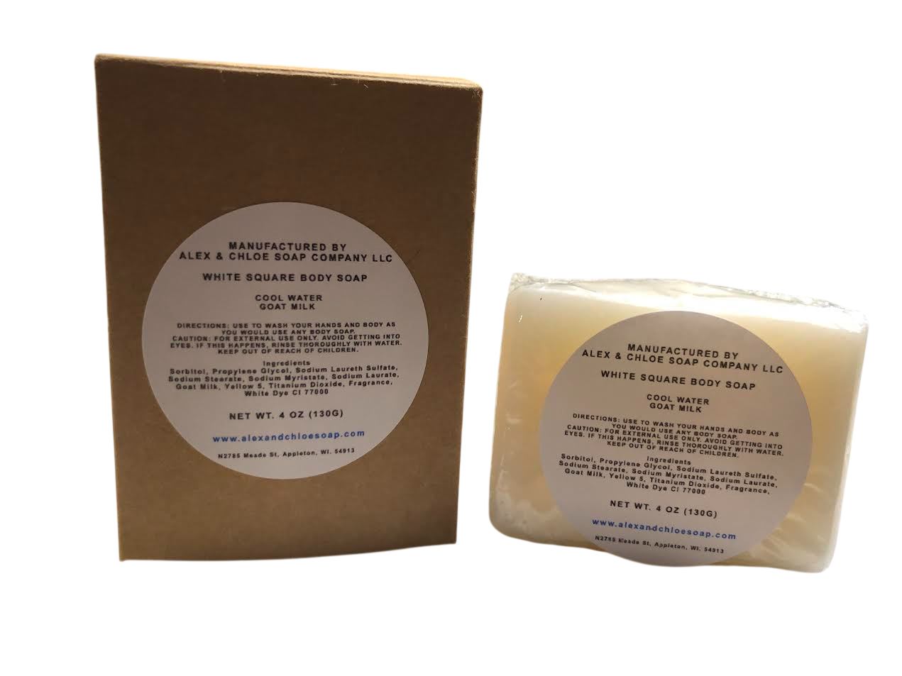 Cool Water 2” White Square Soap