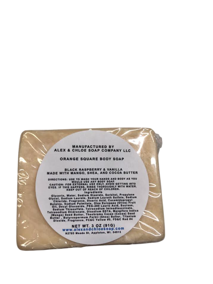 Black Raspberry & Vanilla 2” Orange Square Soap