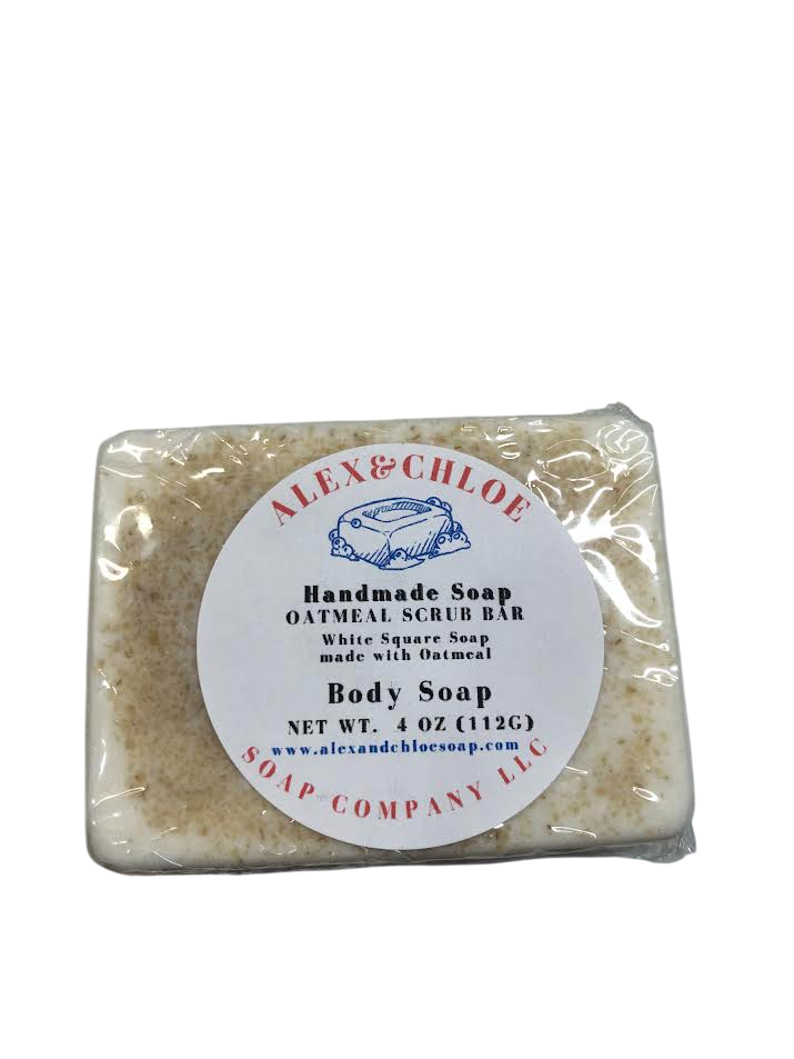 Oatmeal Scrub Bar 4” White Square Soap