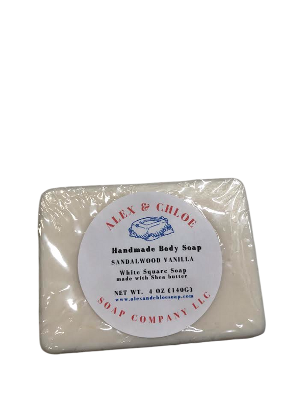 Sandalwood Vanilla 4” White Square Soap