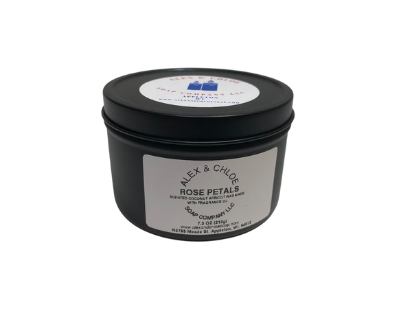 Rose Petals Teal 7 oz Candle Tin
