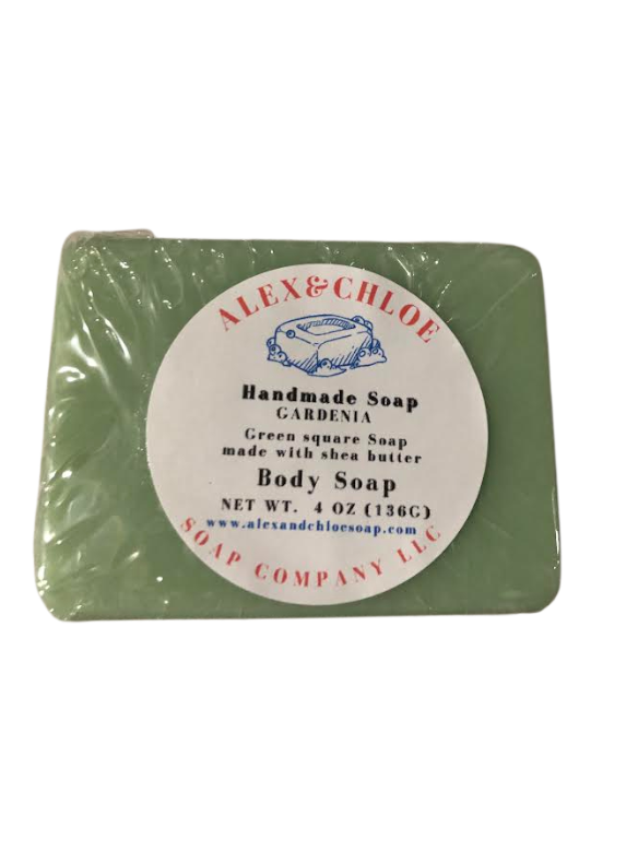 Gardenia 4” Green Square Soap