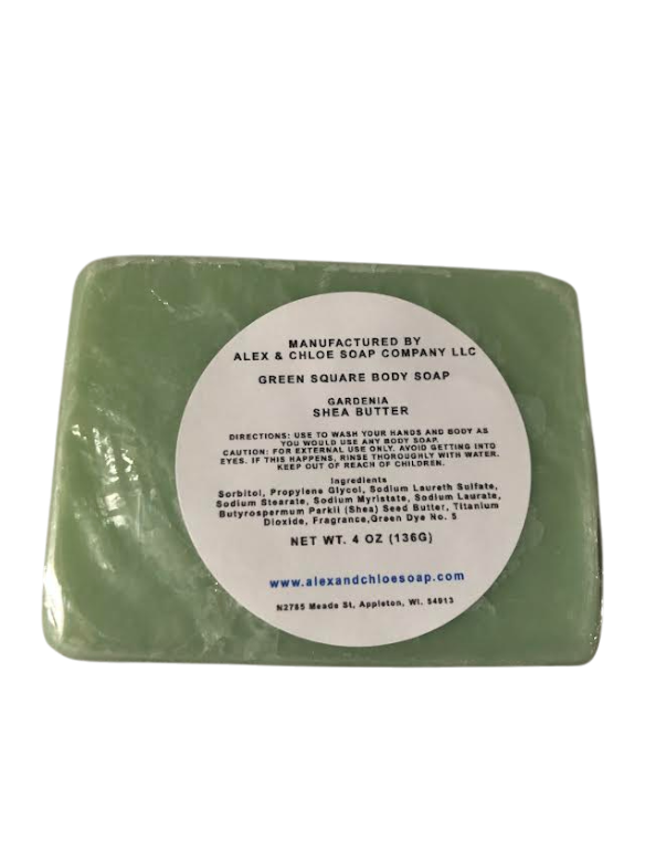 Gardenia 4” Green Square Soap