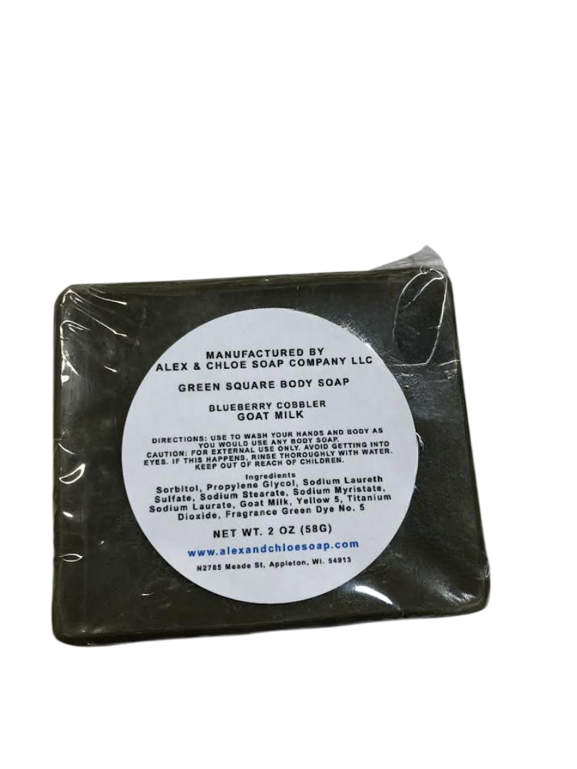 Blueberry cobbler 3” Green Square Soap
