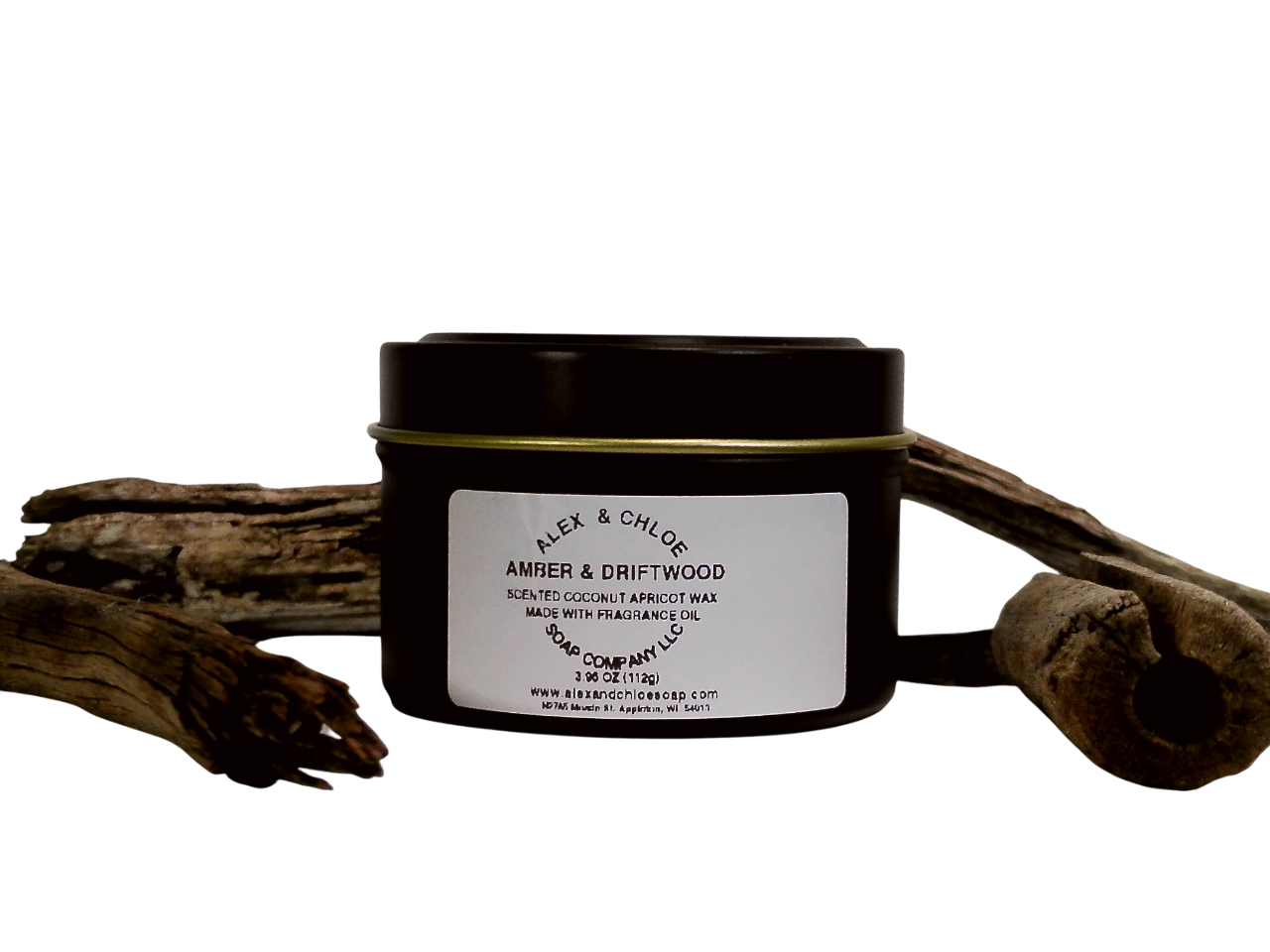 Amber & Driftwood 3 oz Candle Tin
