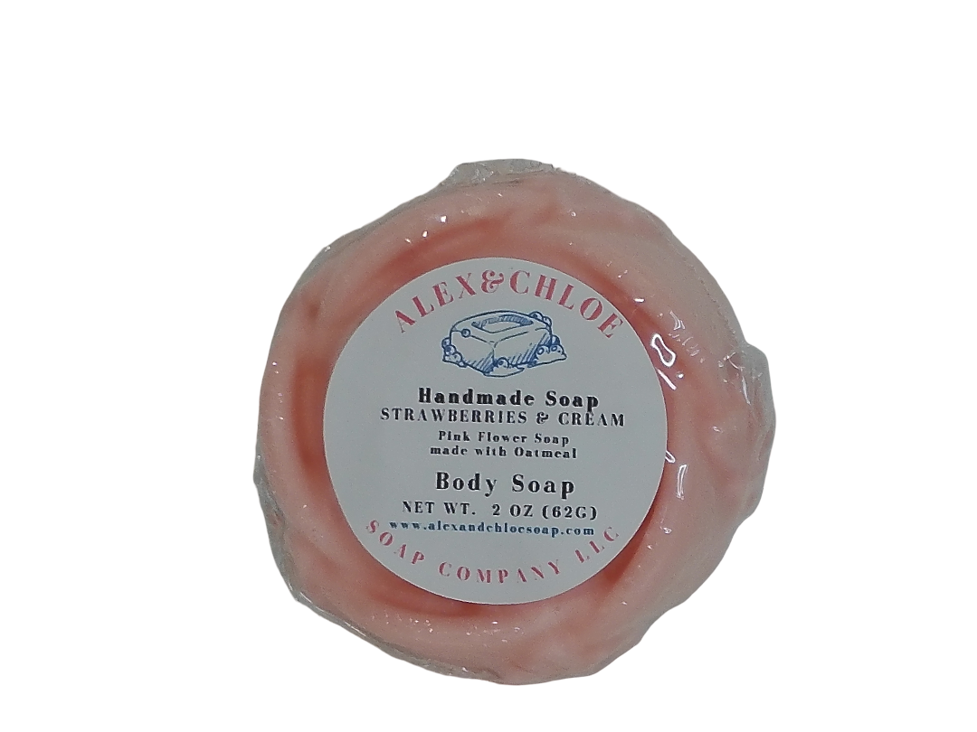 Strawberries & Cream 3” Round Flower Soap