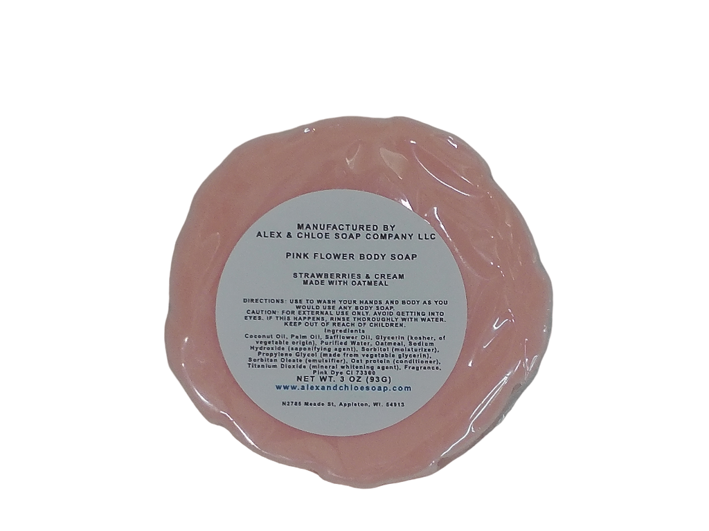 Strawberries & Cream 3” Round Flower Soap