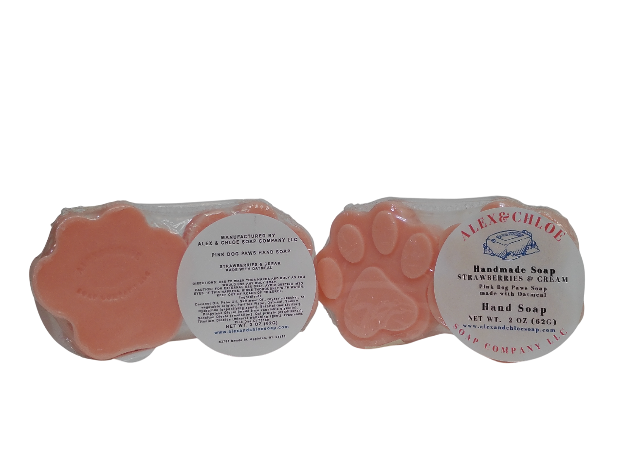 Strawberries & Cream Pink Dog Paws Soap