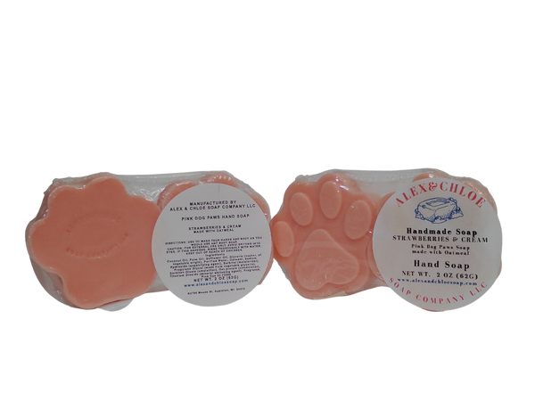 Strawberries & Cream Pink Dog Paws Soap