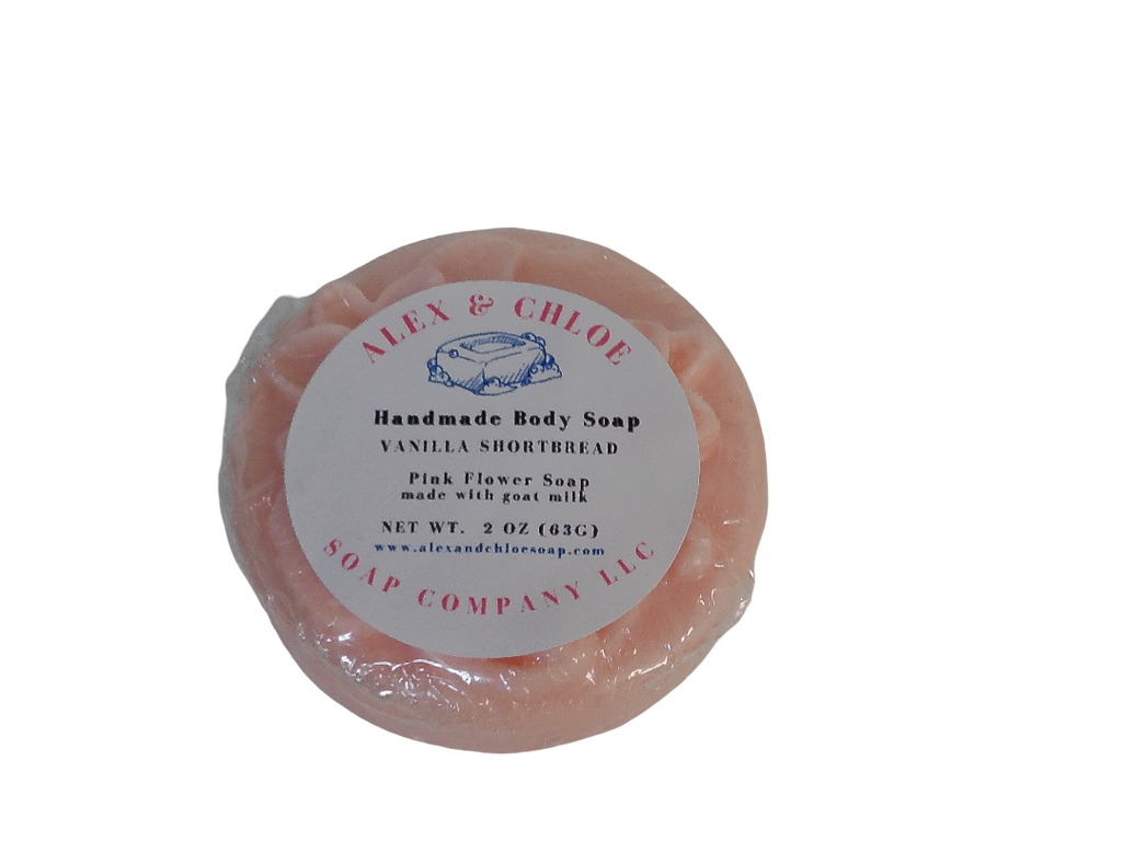 Vanilla Shortbread Pink 2” Round Flower Soap
