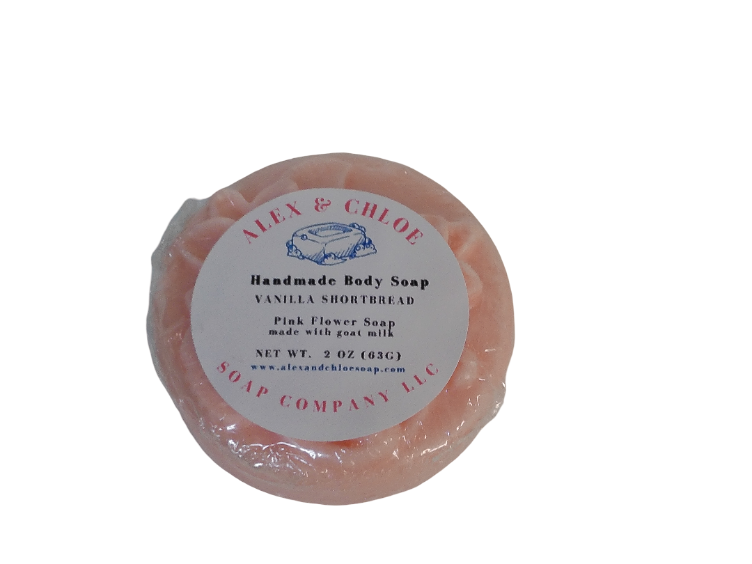 Vanilla Shortbread Pink 2” Round Flower Soap