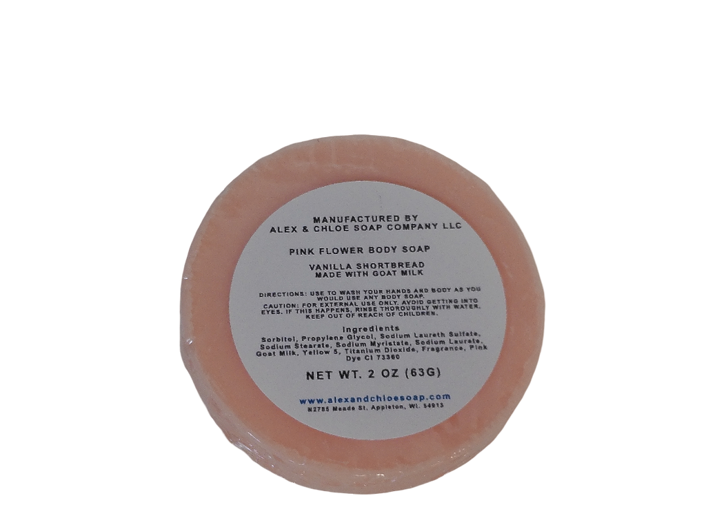 Vanilla Shortbread Pink 2” Round Flower Soap