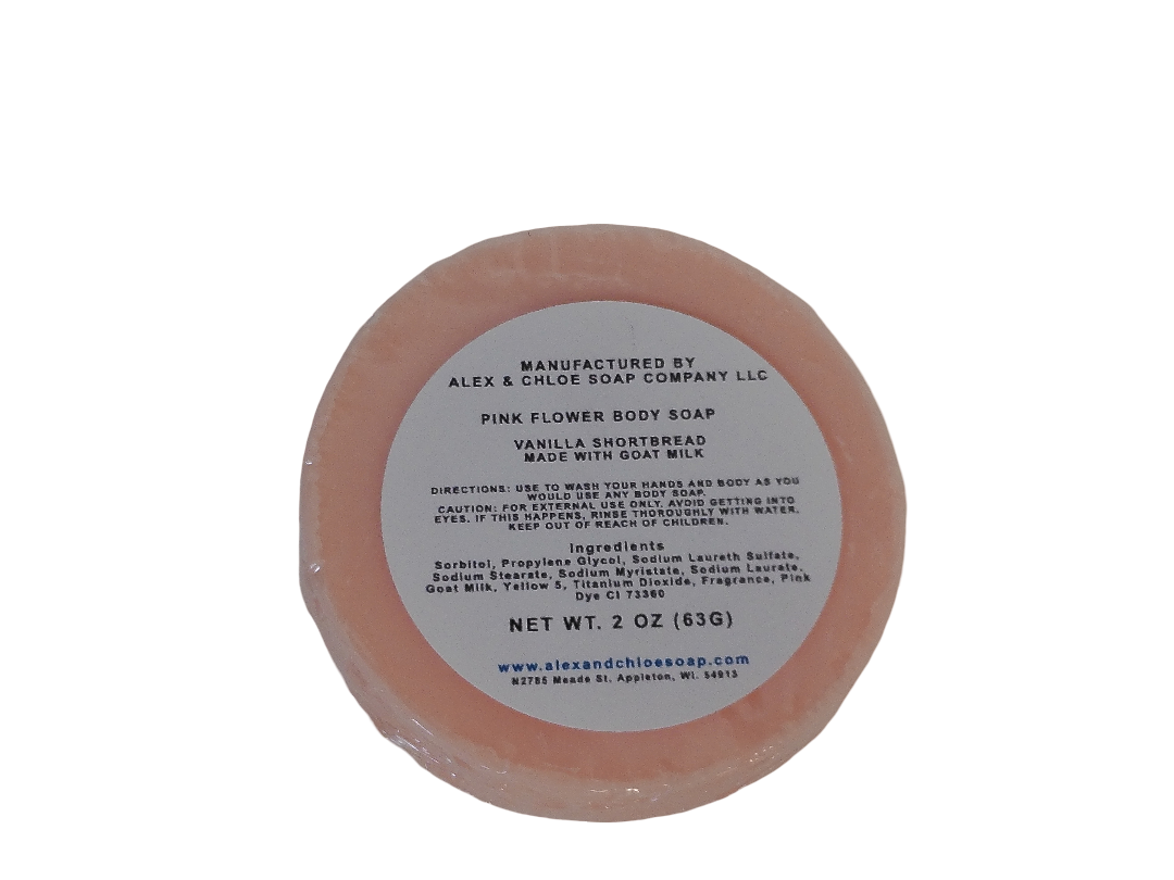 Vanilla Shortbread Pink 2” Round Flower Soap
