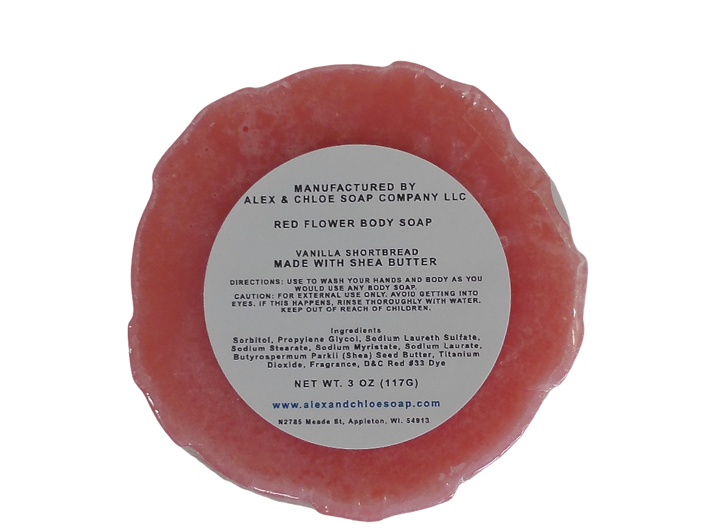 Vanilla Shortbread Red 3” Round Flower