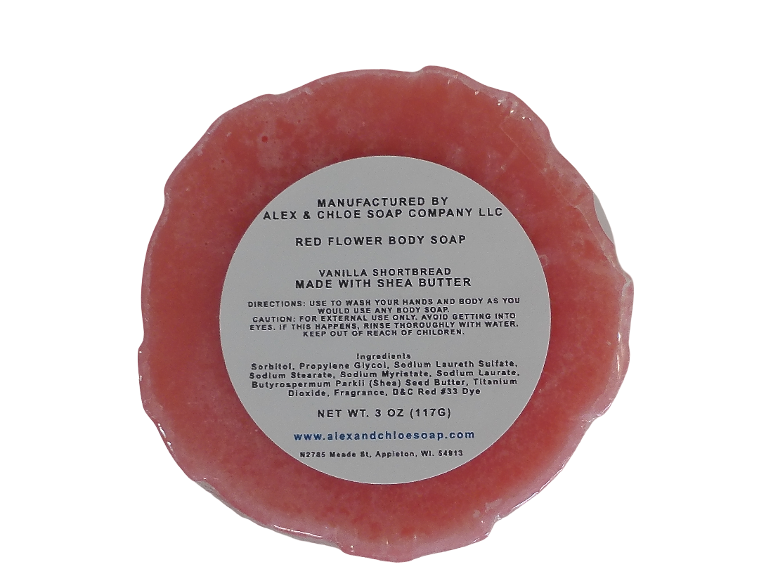 Vanilla Shortbread Red 3” Round Flower