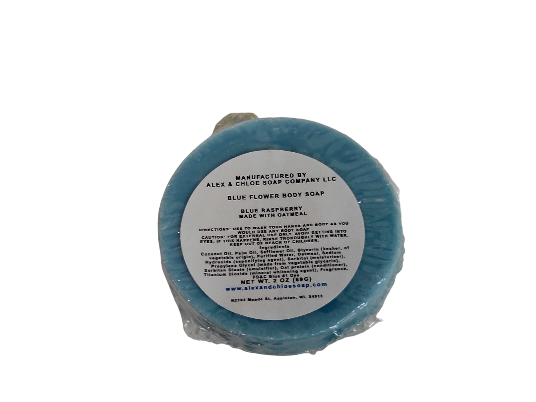 Blue Raspberry 2” Round Flower Soap