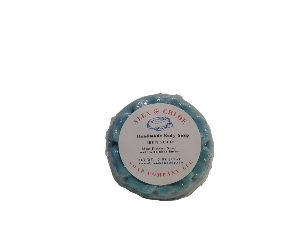 Fruit Slices Blue 2” Round Flower Soap
