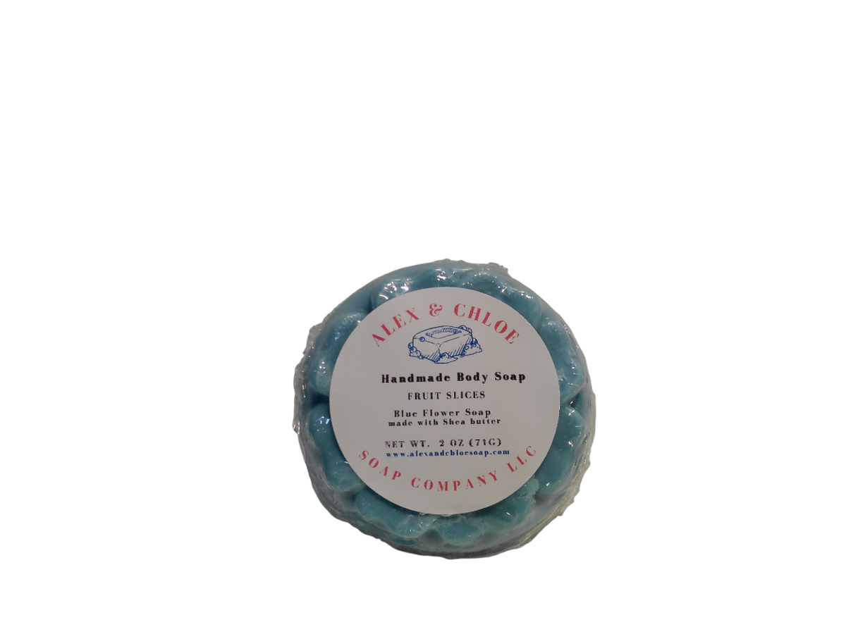 Fruit Slices Blue 2” Round Flower Soap