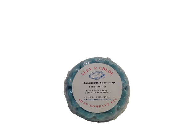 Fruit Slices Blue 2” Round Flower Soap