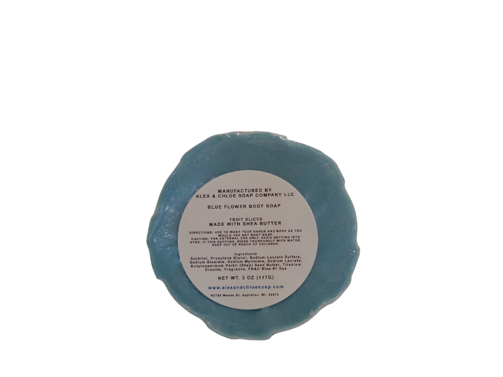 Fruit Slices Blue 2” Round Flower Soap