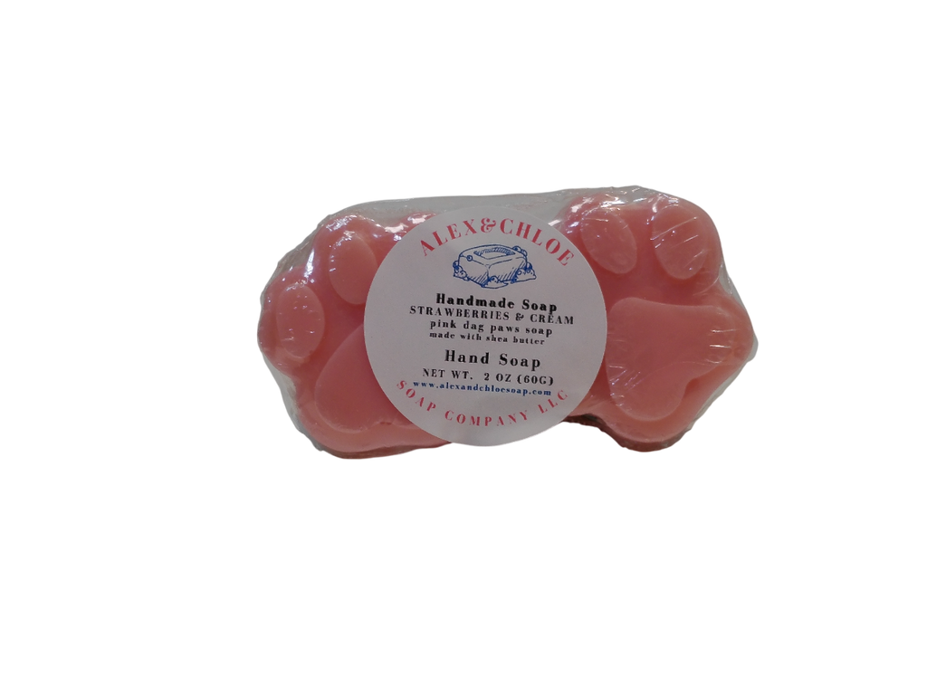 Strawberries & Cream pink 2 Pack Dog Paws Soap