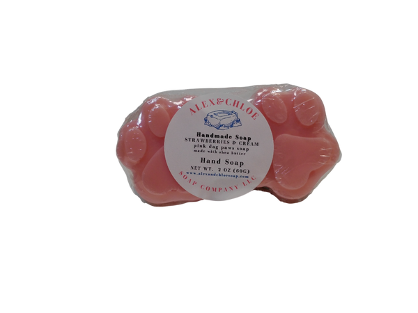 Strawberries & Cream pink 2 Pack Dog Paws Soap