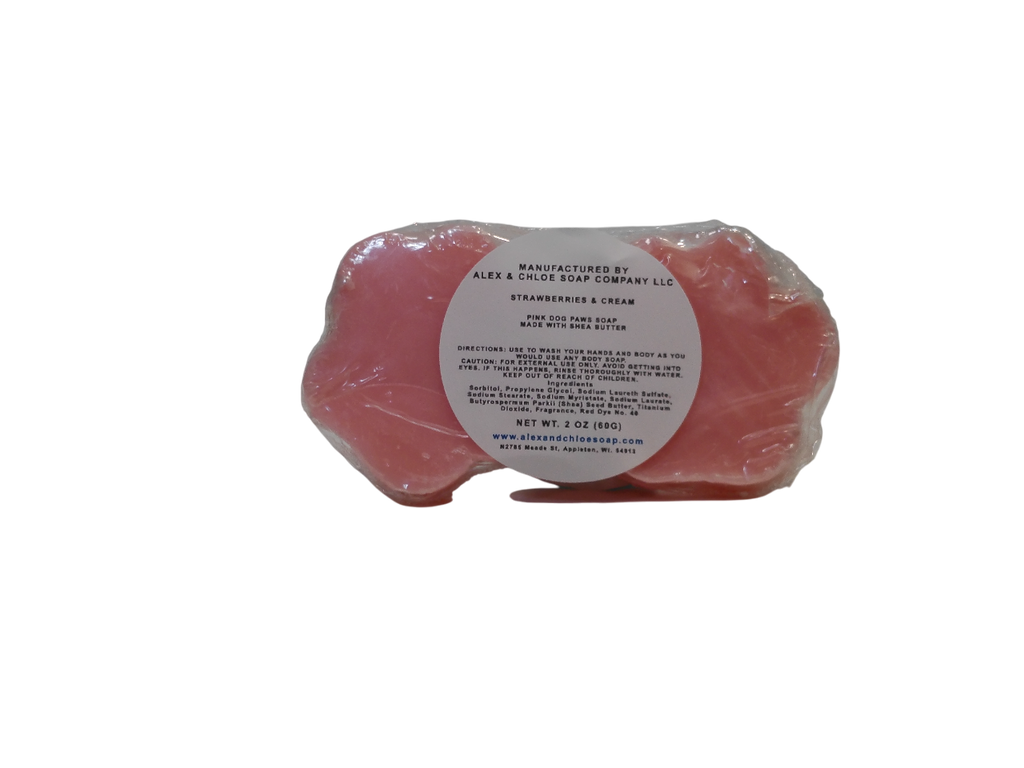 Strawberries & Cream pink 2 Pack Dog Paws Soap