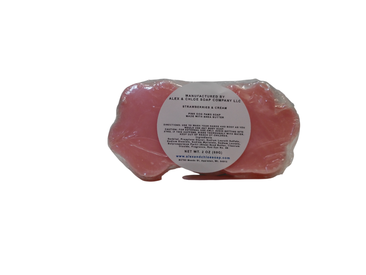Strawberries & Cream pink 2 Pack Dog Paws Soap