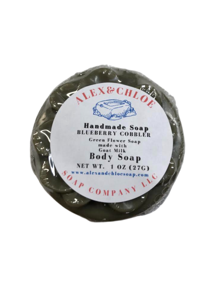 Blueberry Cobbler Green 2” Round Flower Soap