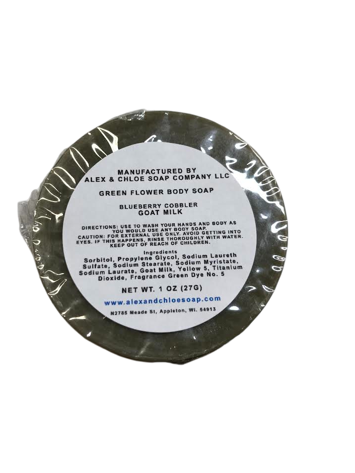 Blueberry Cobbler Green 2” Round Flower Soap